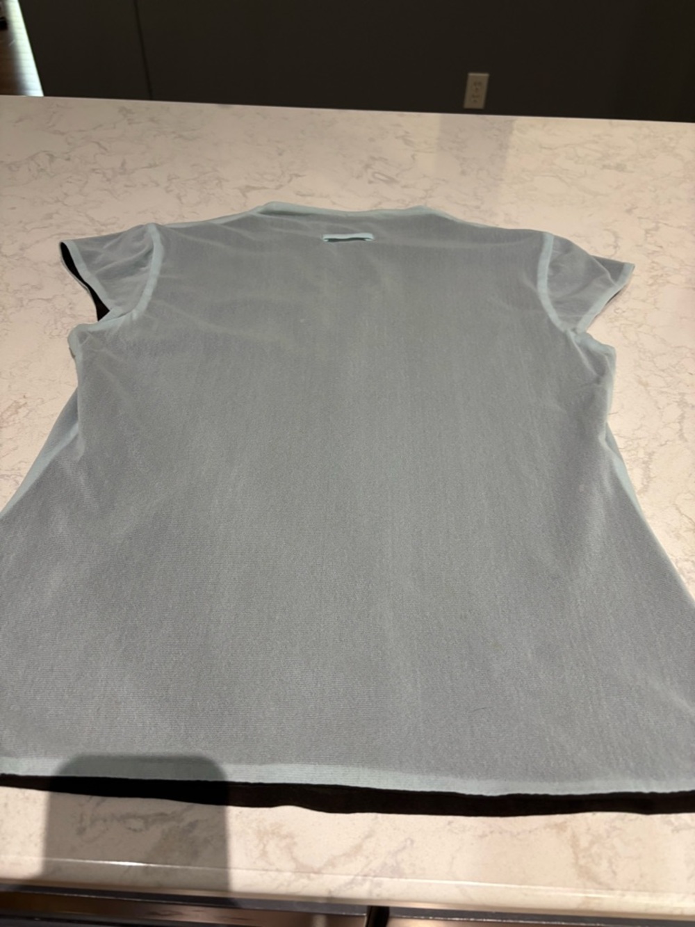 Drama Sea Glass Blu Sheer V-Neck Blouse Lightweight Top / Medium - Picture 5 of 13
